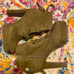 Olive Green Utility Ankle Boots